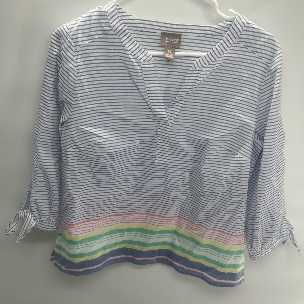 Chico's Blue and White‎ Striped Blouse